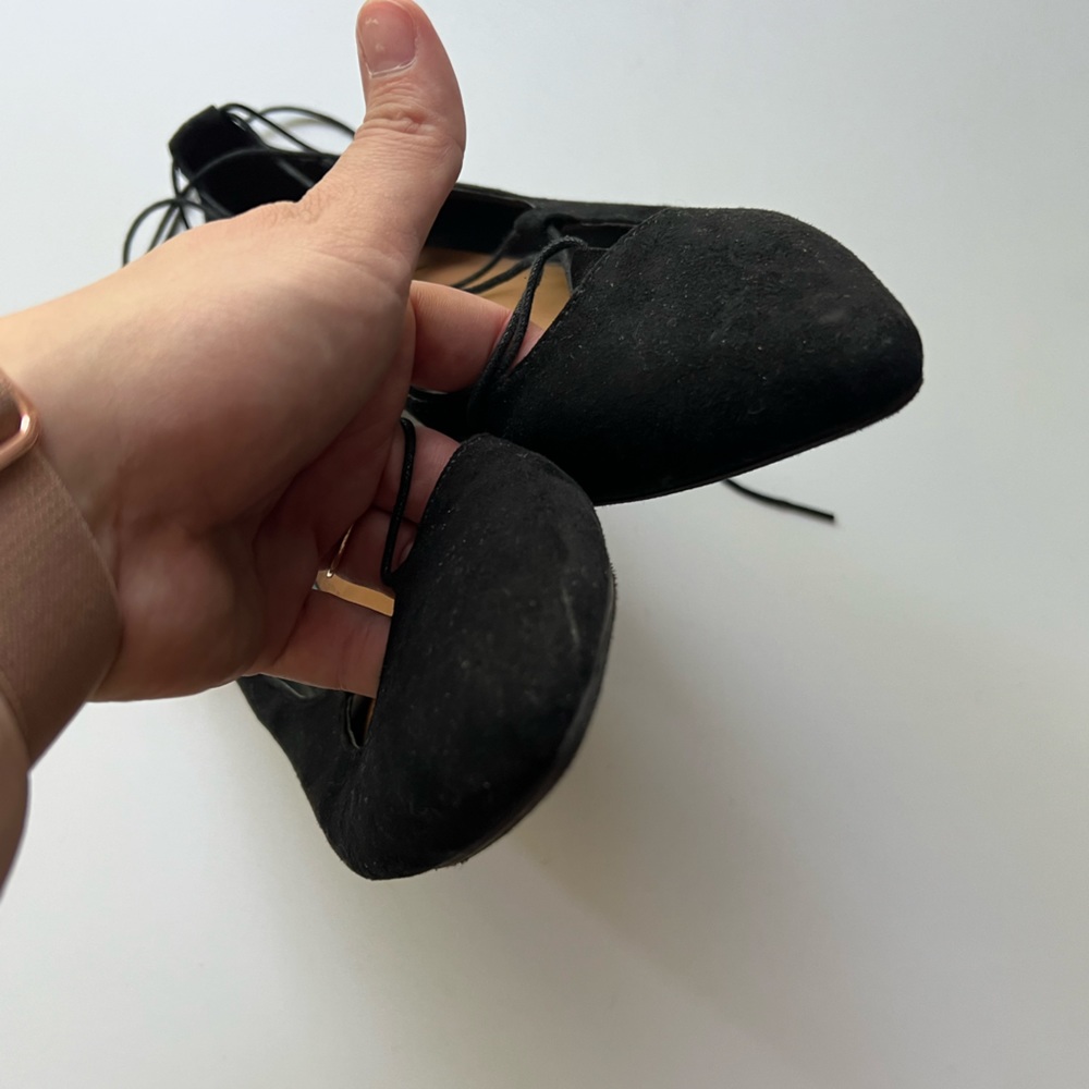 Black AE Lace Up Flats - Picture 5 of 6